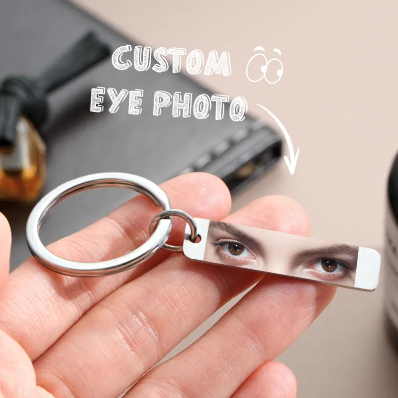 Custom Eye Photo Keychain Personalized Double-Sided Keychain Custom Text Best Gift For Anniversary