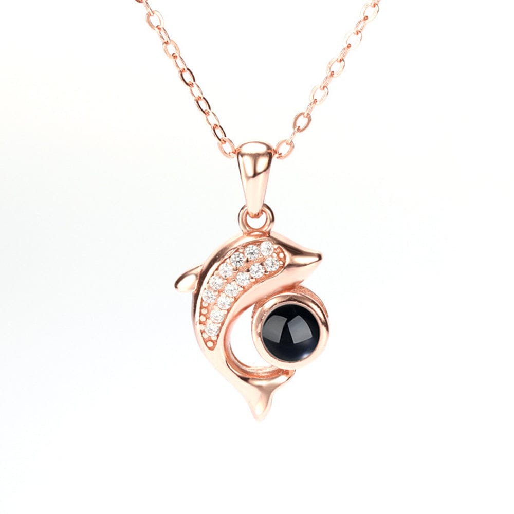 gifts for wife Love Her Always - Unique Memento - Dolphin Projection Necklace with Diamonds - gifts for wife - Christmas view