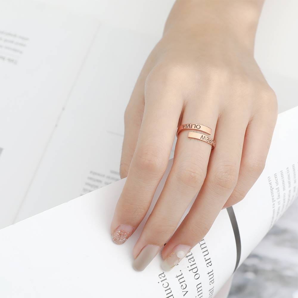 gifts for wife Heartfelt Surprise - Unique Memento - Engraved Two Names Ring Copper - gifts for wife - Daily Surprise view 11