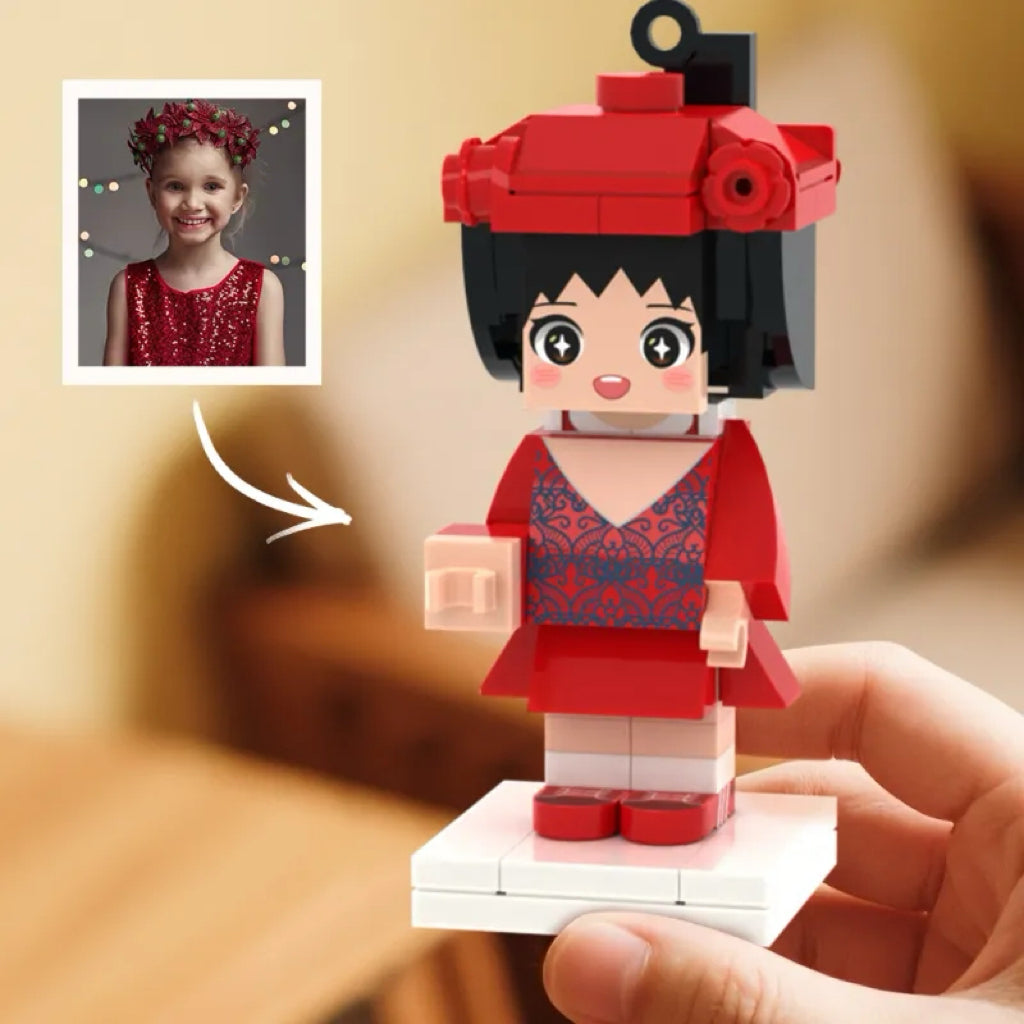 custom bag charm keepsake personalized brick figure keychain gift for daughter birthday product photo