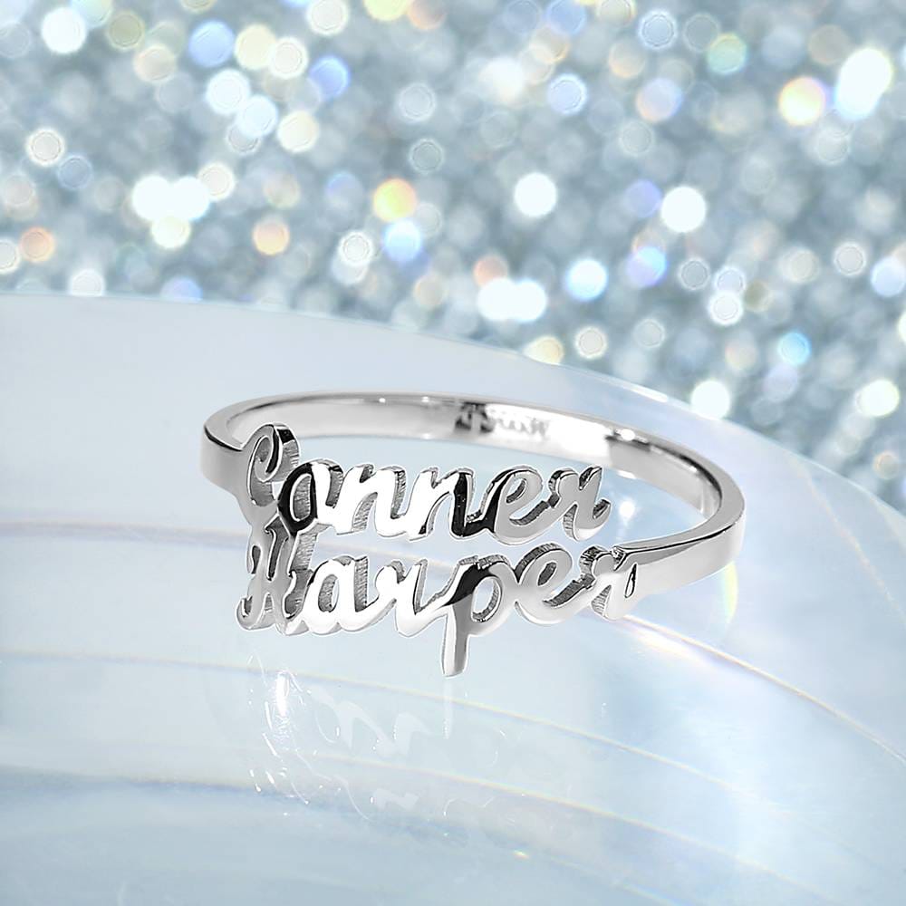 gifts for wife Heartfelt Surprise - Unique Memento - Double Names Ring - 925 Sterling Silver - gifts for wife - Anniversary v
