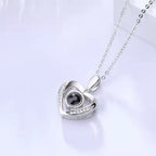 gifts for wife Carry My Love Near Your Heart - Diamond Heart Projection Necklace, Custom Photo Jewelry, Romantic Everyday Wea