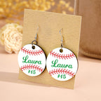 Personalized Baseball Softball Wooden Earrings Birthday Anniversary Gift for Sports Lover