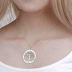 Personalized Family Tree Necklace Engraved Name Birthstone Necklace S925 Silver