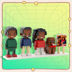 Custom Full-Body Cute Brick Figures of 3 People and Dog with Frame Personalized Anniversary Gift Birthday Gift