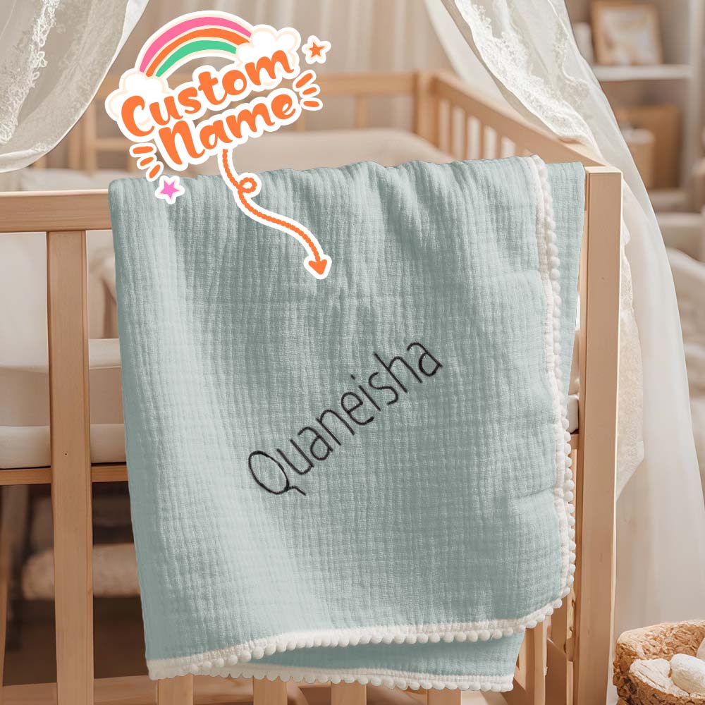 Personalized Baby Swaddle Blanket Custom Muslin Towel with Embroidered Name Gift for Baby