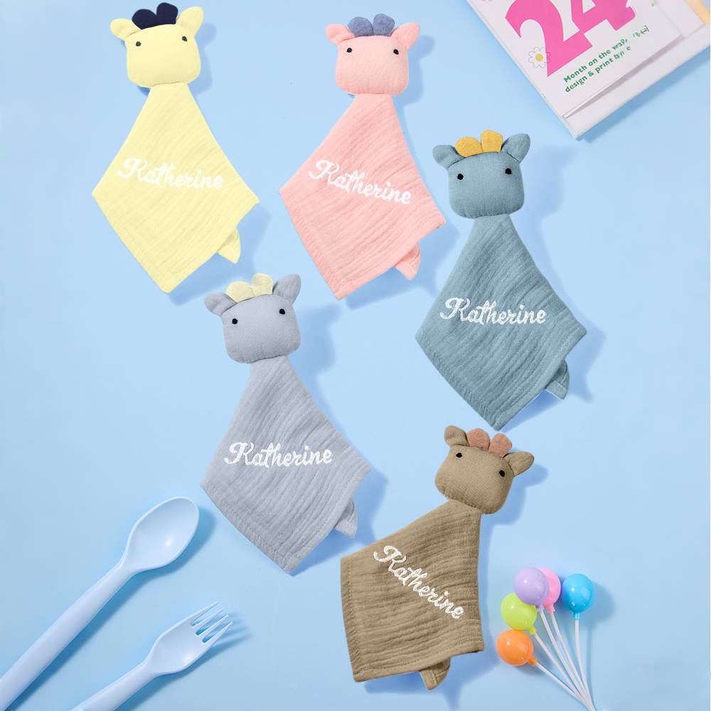 Personalized Soothe Towel Bibs Soft Sleeping Toy Towel with Embroidered Name Gift for Baby