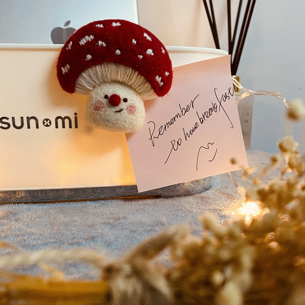 Whimsical Mushroom Fridge Magnets - Handcrafted Felt Decor