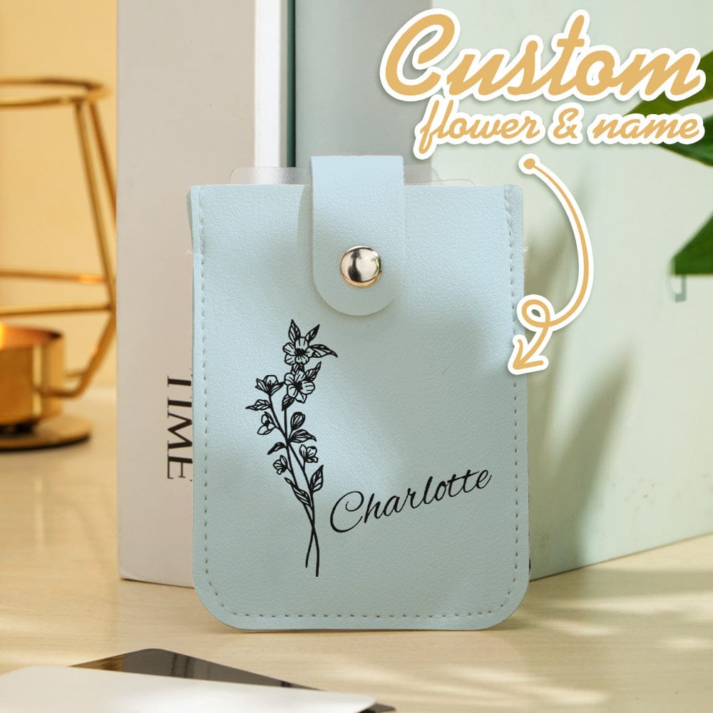 gifts for wife Cherish Every Moment - Personalized Keepsake - Birth Flower Wallet with Name Mini Pull-out Card Holder Wallet