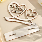 Personalized Couple Name Plaque Wooden Table Sign Engraved Wedding Date Keepsake 1st Year Anniversary Gift for Couple