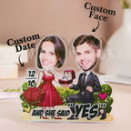custom bobble head bring joy desk figurine wedding couple face propose shaking front view