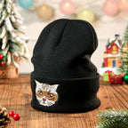 Knit Beanie Personalized Pet Portrait for Everyday Wear White