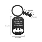 Personalized Superhero Daddy Keychain with Kids Names Gift for Father