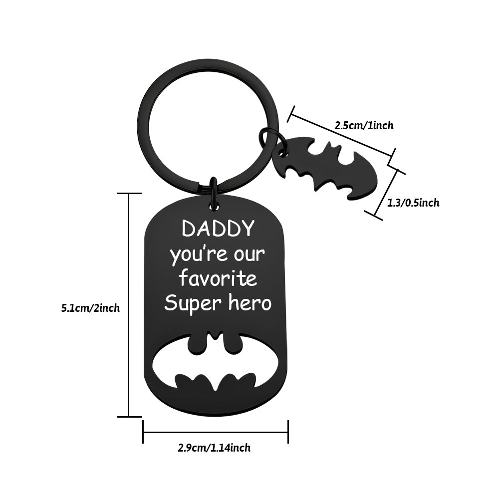 Personalized Superhero Daddy Keychain with Kids Names Gift for Father