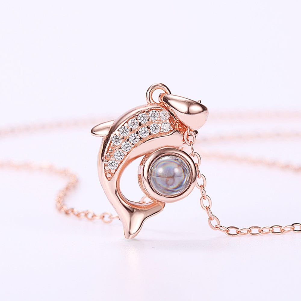 gifts for wife Love Her Always - Unique Memento - Dolphin Projection Necklace with Diamonds - gifts for wife - Christmas view