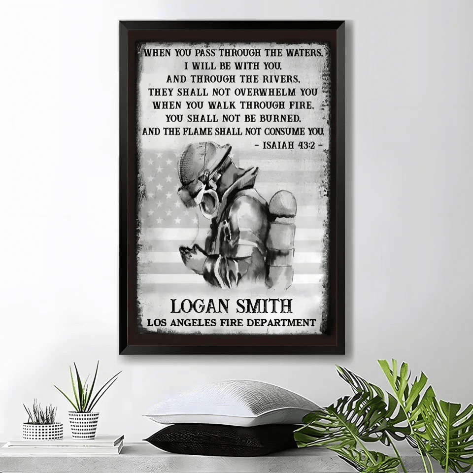 Firefighter Prayer Personalized Poster Customized Memorial Art Inspirational wall decor canvas unframed