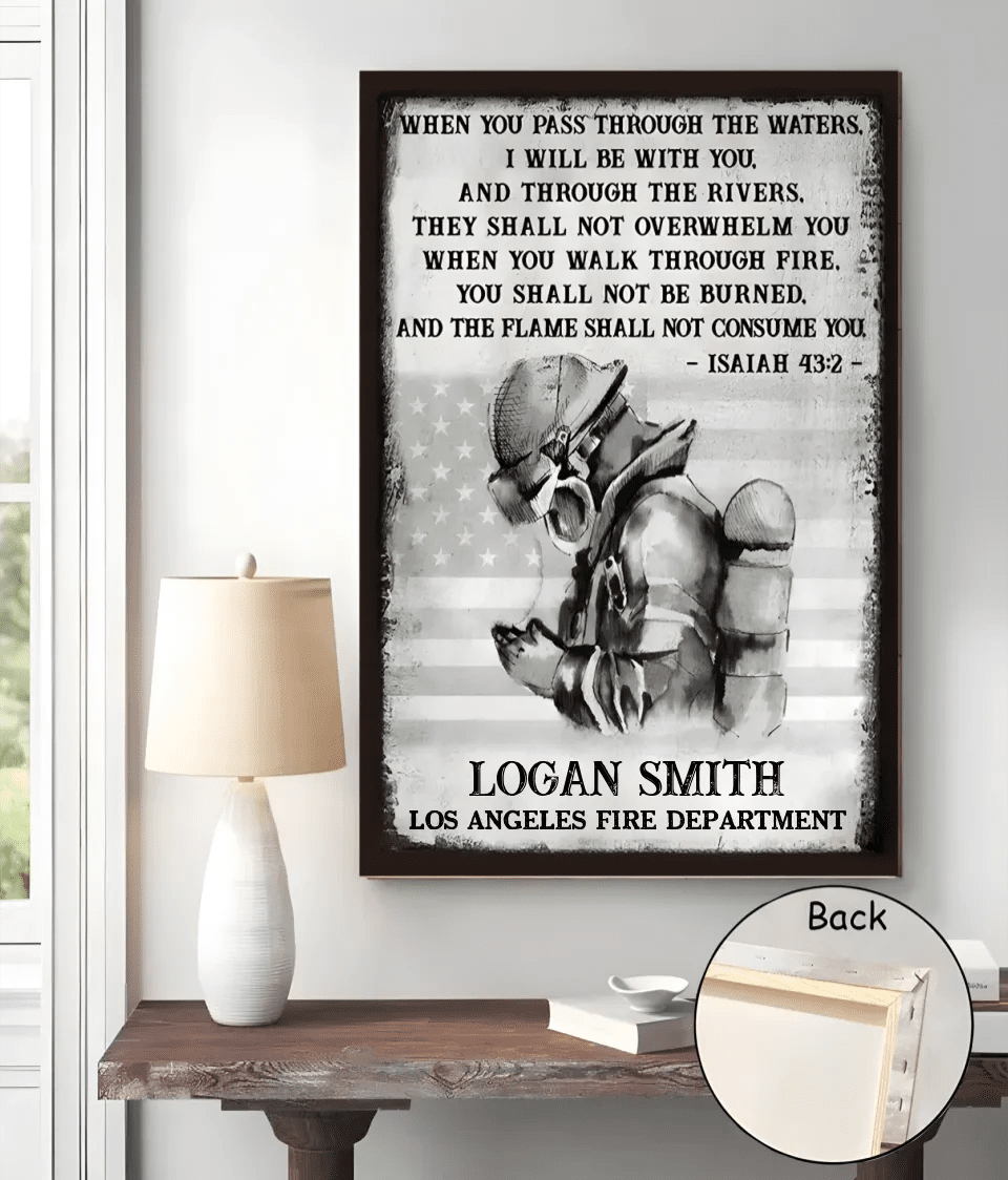 Firefighter Prayer Personalized Poster Customized Memorial Art Inspirational wall decor home display