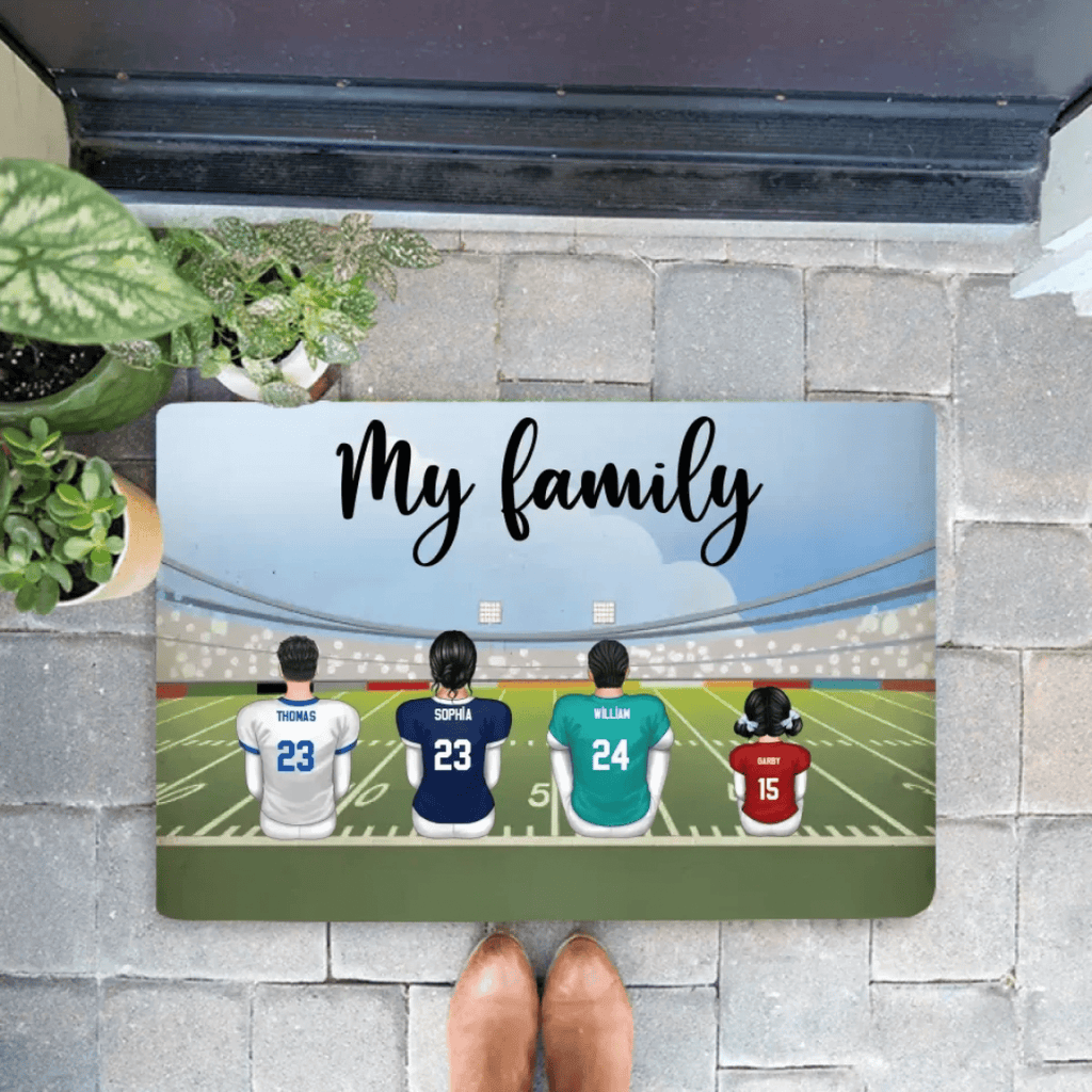 Fall Season Football Family Sitting Personalized Mat, Gift For Husband, Wife, Dad, MoM 707016 - D - DiyGiftly