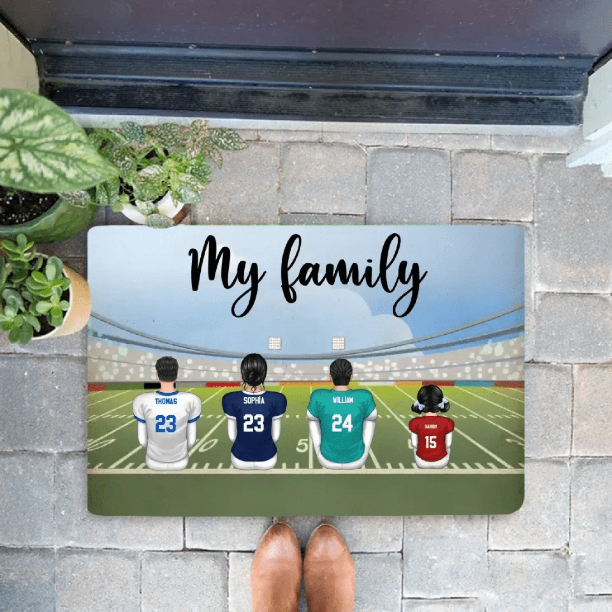 Fall Season Football Family Sitting Personalized Mat, Gift For Husband, Wife, Dad, MoM 707016 - D - DiyGiftly