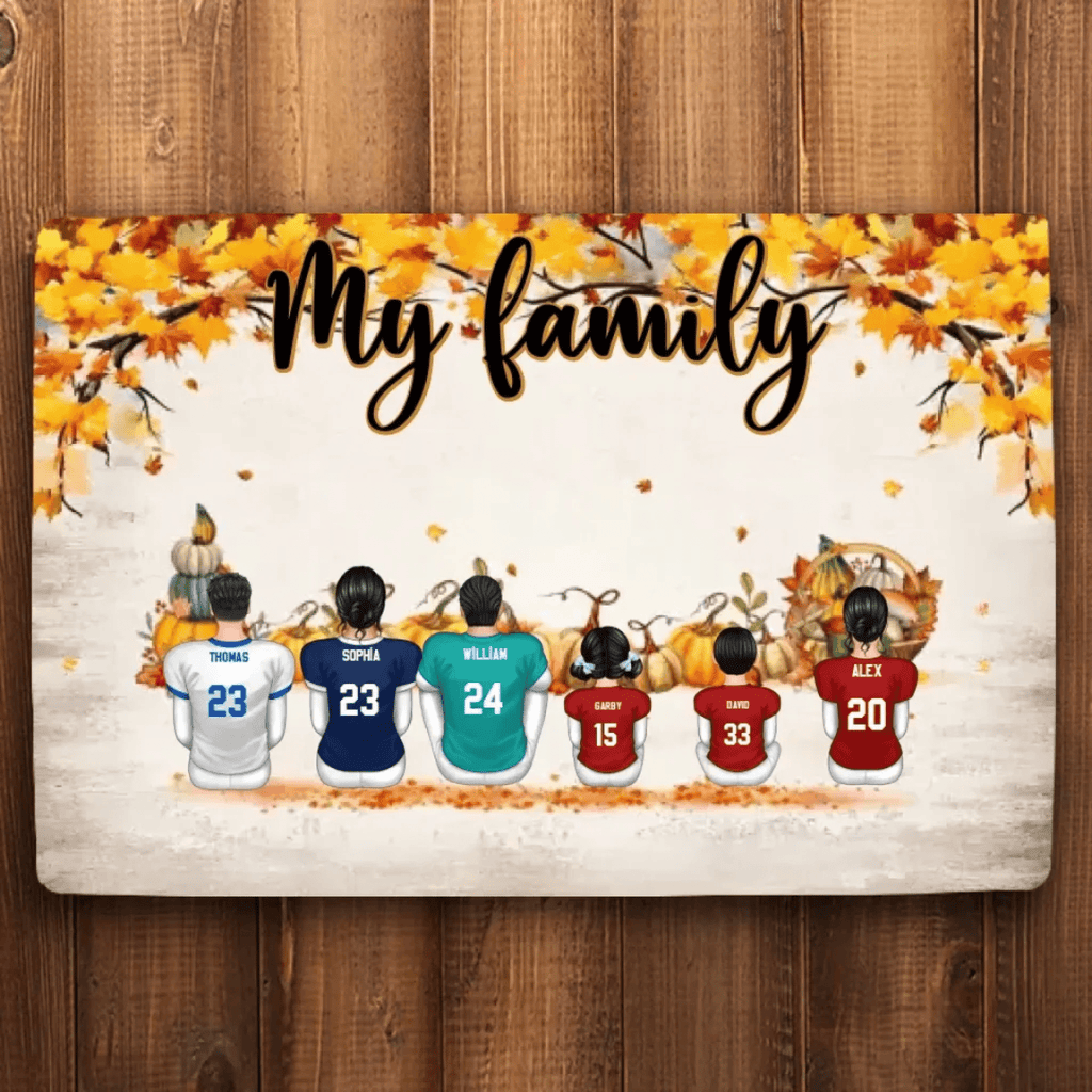 Fall Season Football Family Sitting Personalized Mat, Gift For Husband, Wife, Dad, MoM 707016 - D - DiyGiftly