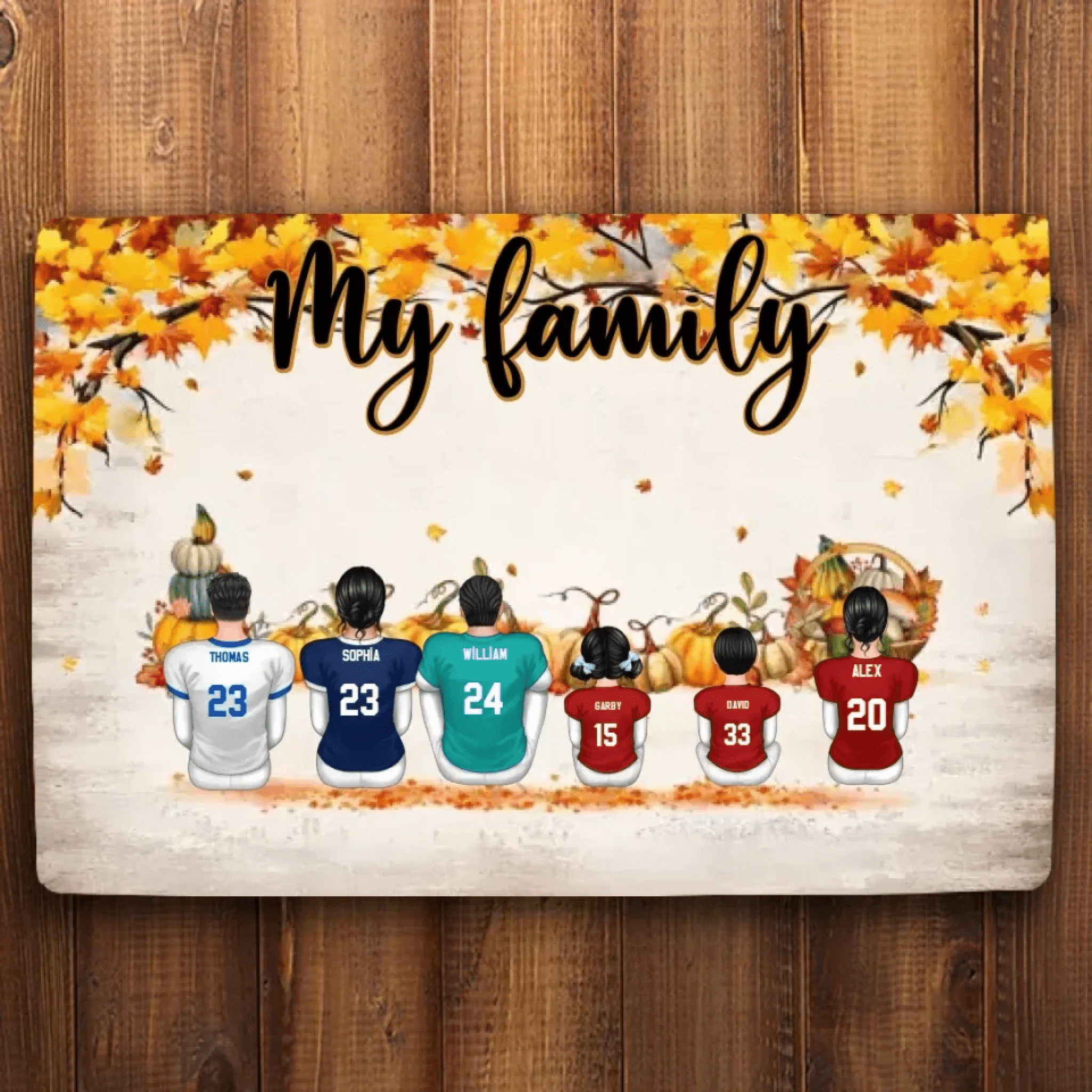 Fall Season Football Family Sitting Personalized Mat, Gift For Husband, Wife, Dad, MoM 707016 - D - DiyGiftly