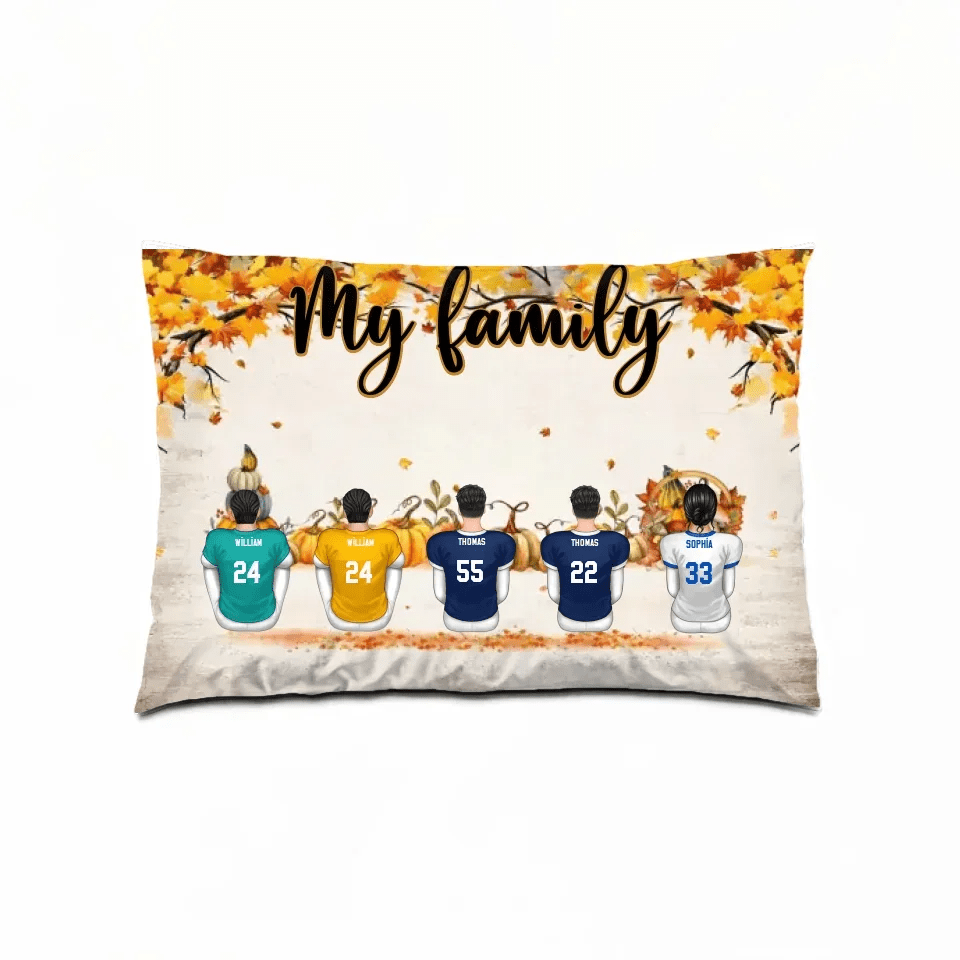 Fall Season Football Family Sitting Personalized Pillow, Gift For Husband, Wife, Dad, MoM 714453 - B - DiyGiftly