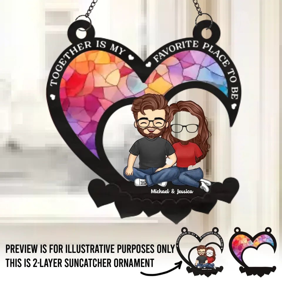 Falling In Love All Over Again - Couple Personalized Window Hanging Suncatcher - Gift For Husband Wife, Anniversary 671236 - DiyGiftly