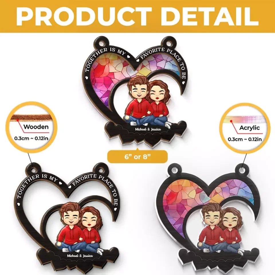 Falling In Love All Over Again - Couple Personalized Window Hanging Suncatcher - Gift For Husband Wife, Anniversary 671236 - DiyGiftly