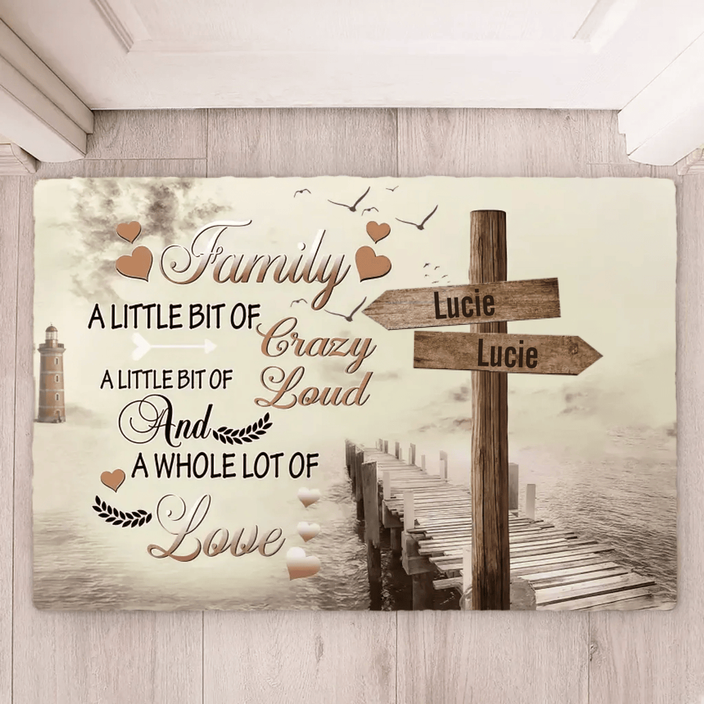 Family A Little Bit Of Crazy - Personalized Doormat - Gift For Family 708283 - D - DiyGiftly