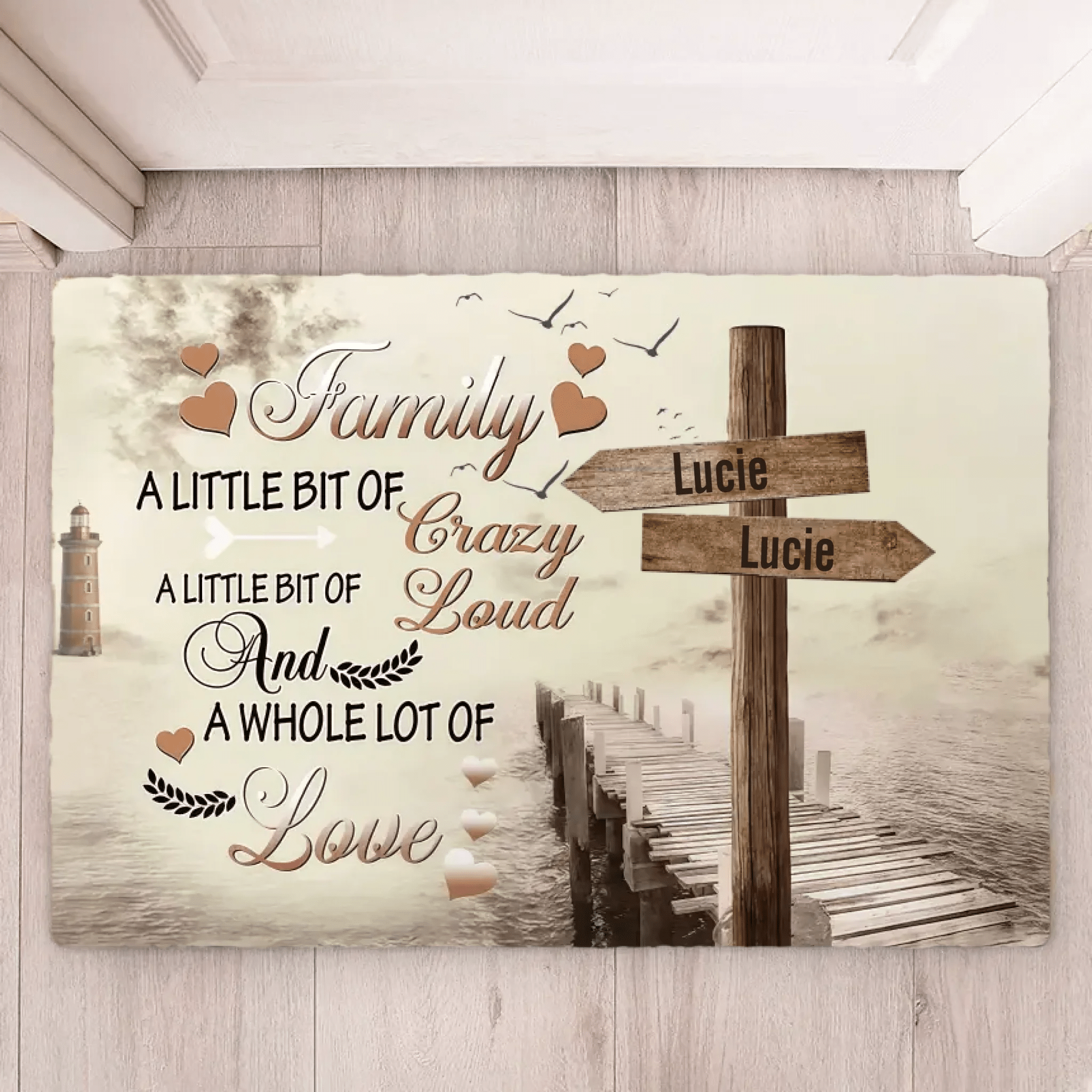 Family A Little Bit Of Crazy - Personalized Doormat - Gift For Family 708283 - D - DiyGiftly