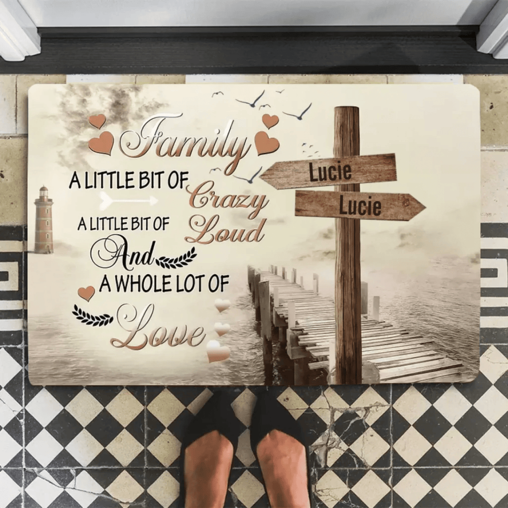 Family A Little Bit Of Crazy - Personalized Doormat - Gift For Family 708283 - D - DiyGiftly