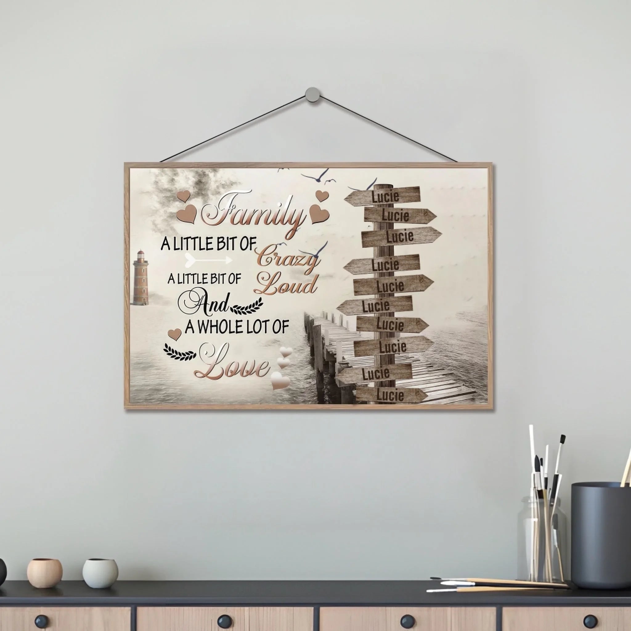 Family A Little Bit Of Crazy - Personalized Wooden Plaque - Gift For Family 708283 - DiyGiftly