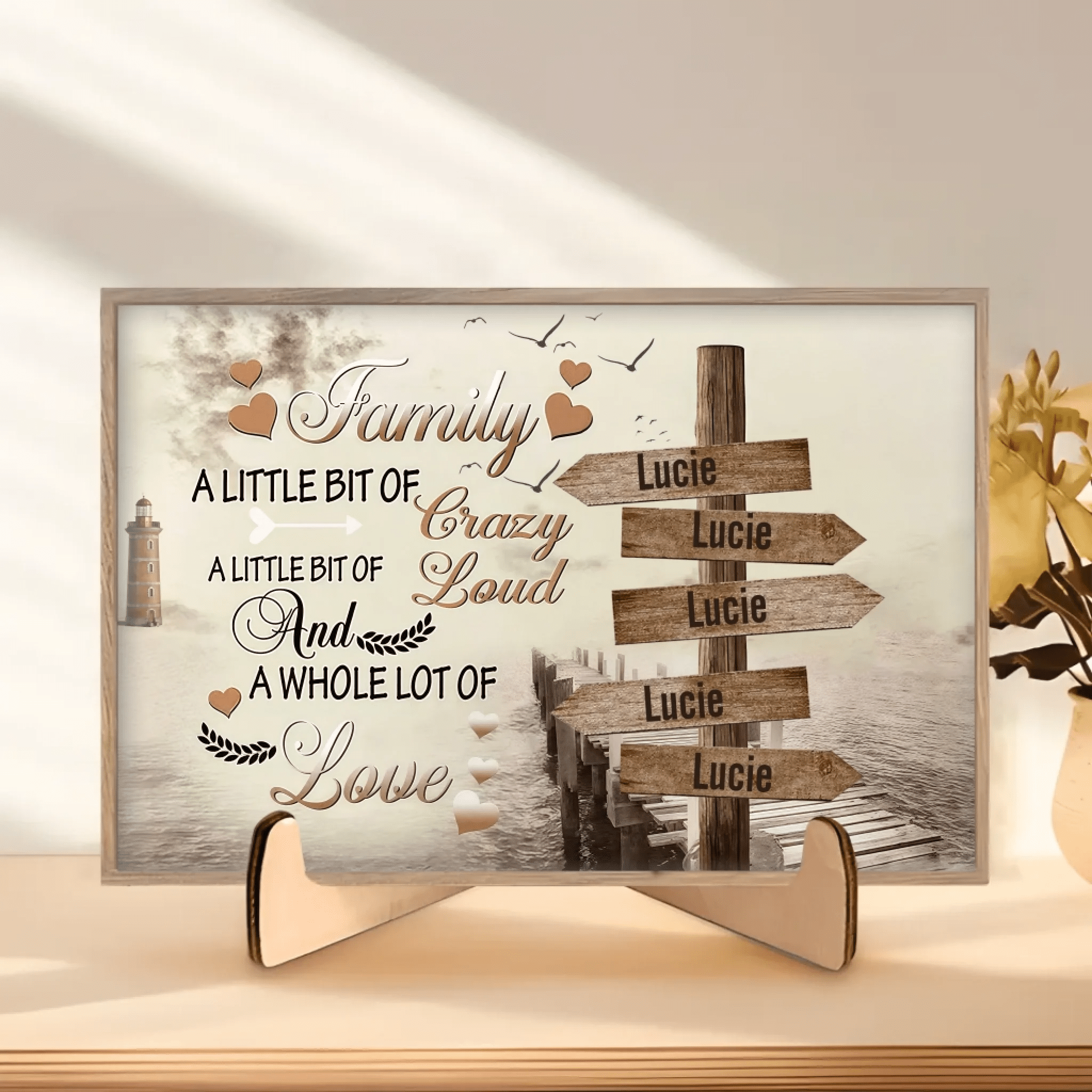 Family A Little Bit Of Crazy - Personalized Wooden Plaque - Gift For Family 708283 - DiyGiftly