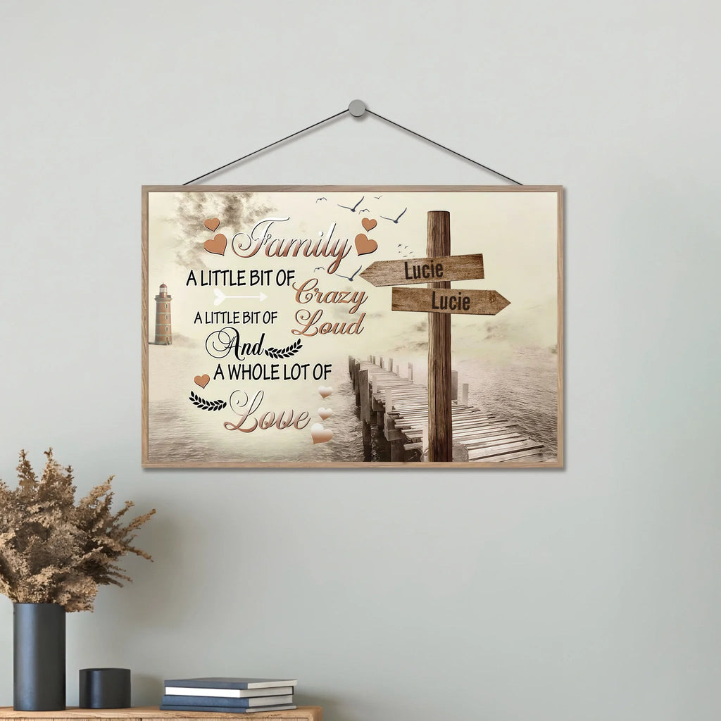 Family A Little Bit Of Crazy - Personalized Wooden Plaque - Gift For Family 708283 - DiyGiftly