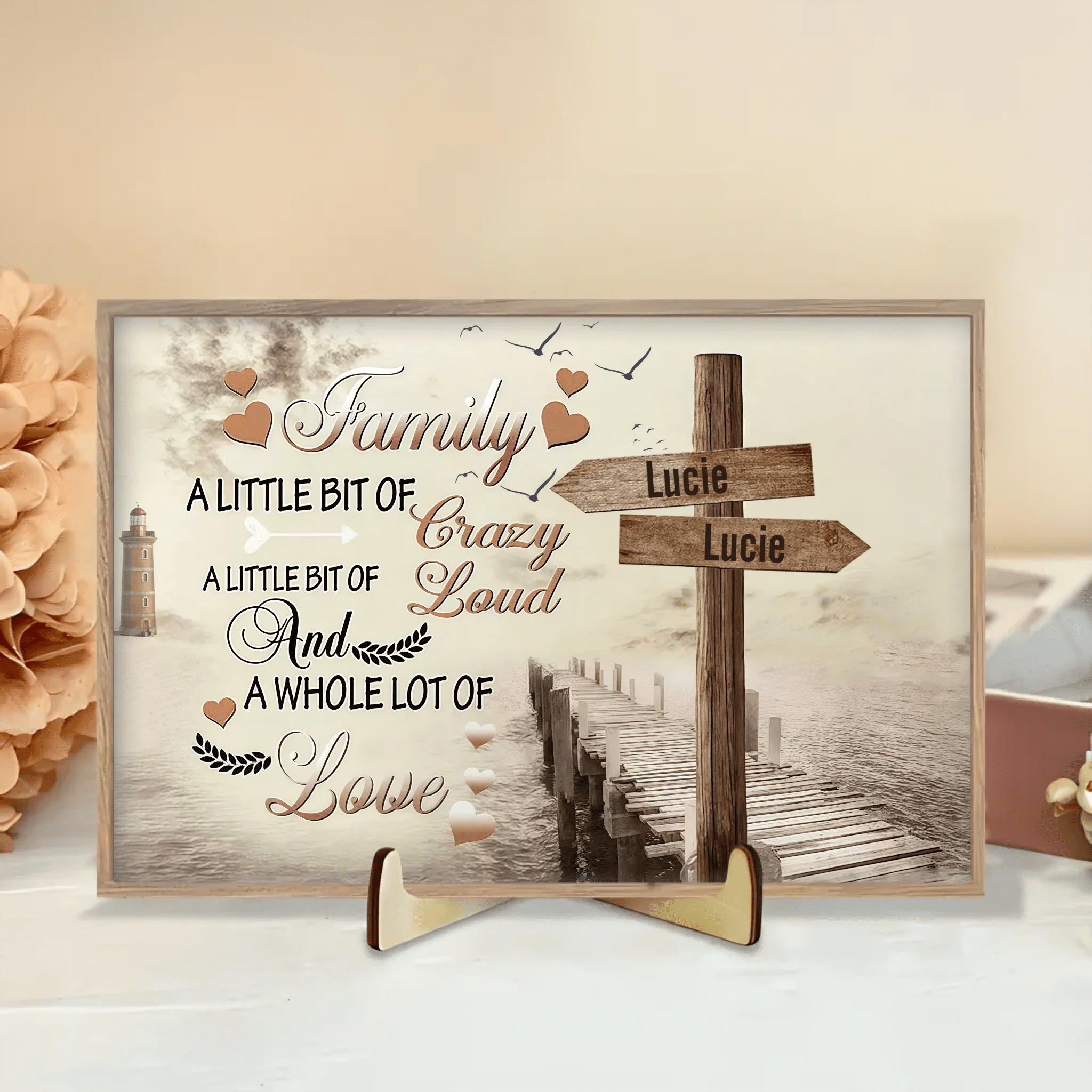 Family A Little Bit Of Crazy - Personalized Wooden Plaque - Gift For Family 708283 - DiyGiftly
