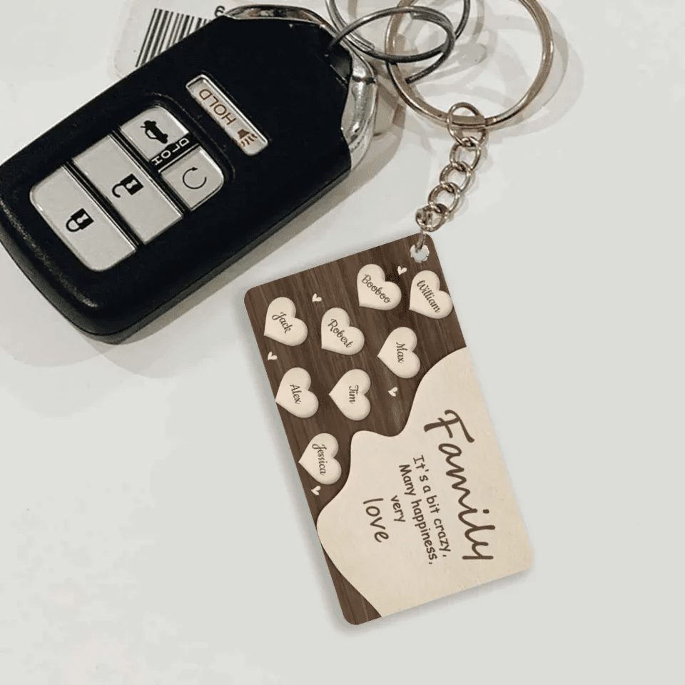 Family, A Little Madness, A Lot of Happiness - Personalized Family Keychain 739307 - DiyGiftly