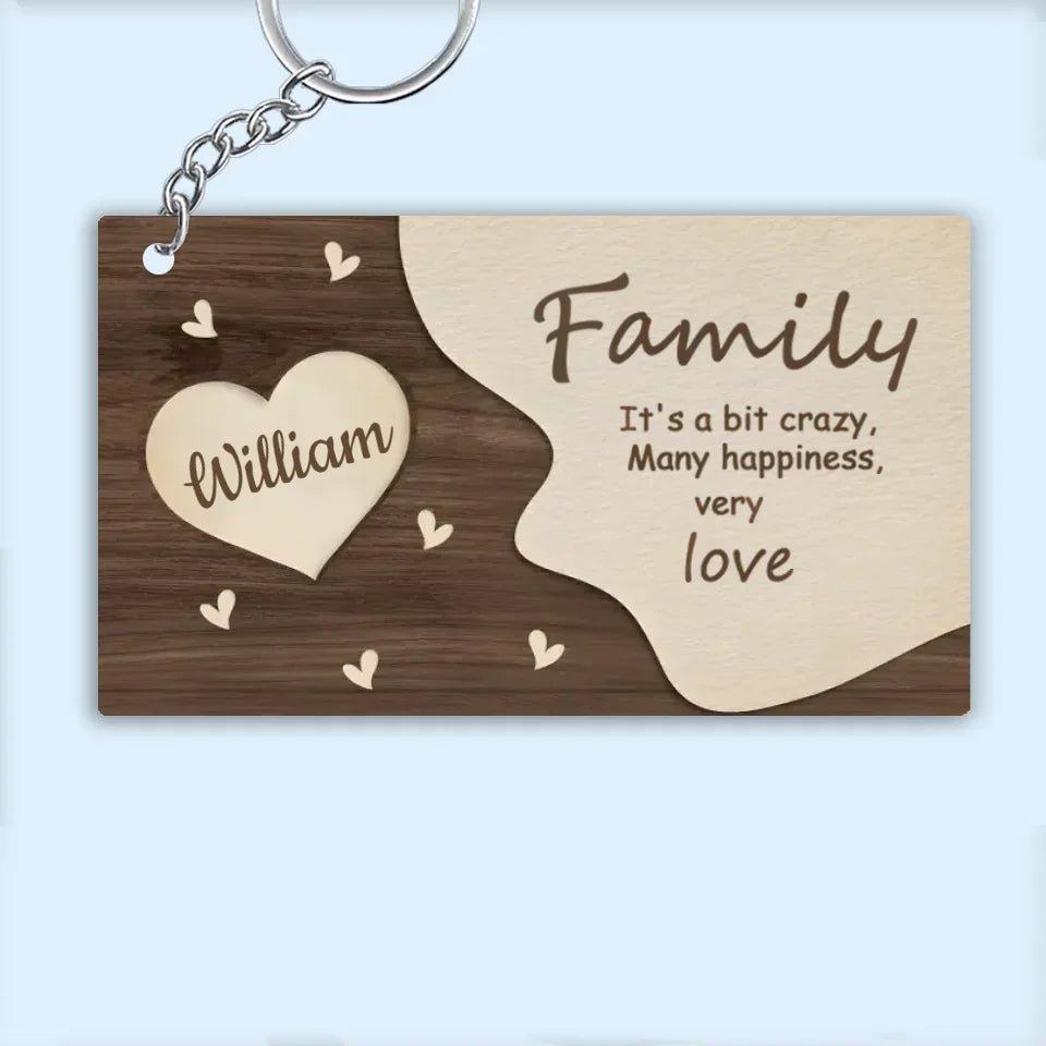 Family, A Little Madness, A Lot of Happiness - Personalized Family Keychain 739307 - DiyGiftly
