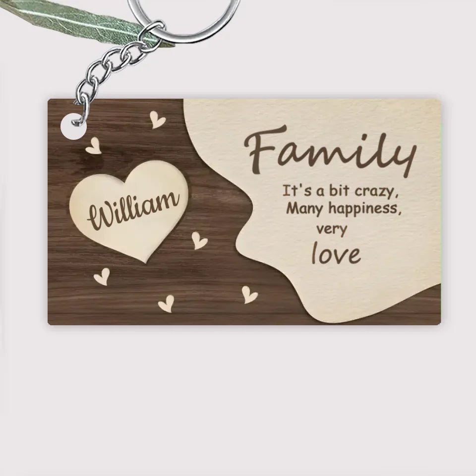 Family, A Little Madness, A Lot of Happiness - Personalized Family Keychain 739307 - DiyGiftly