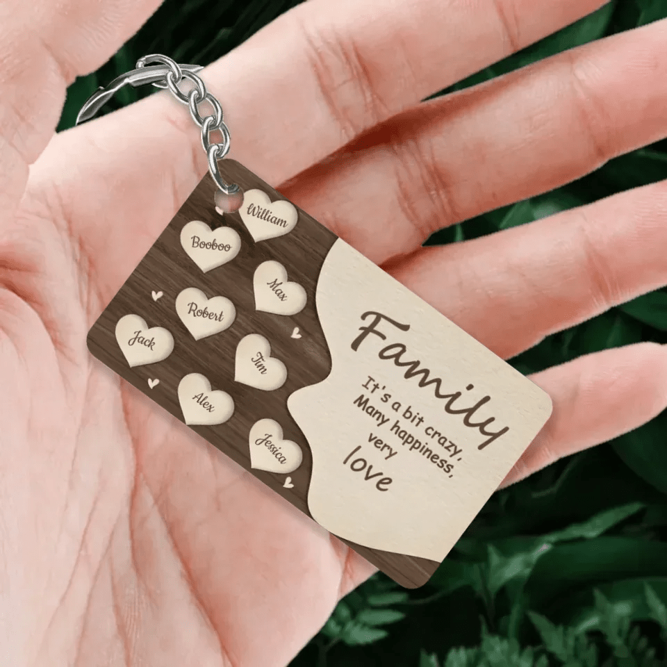 Family, A Little Madness, A Lot of Happiness - Personalized Family Keychain 739307 - DiyGiftly