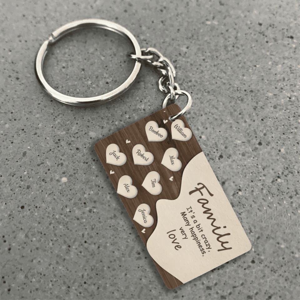 Family, A Little Madness, A Lot of Happiness - Personalized Family Keychain 739307 - DiyGiftly