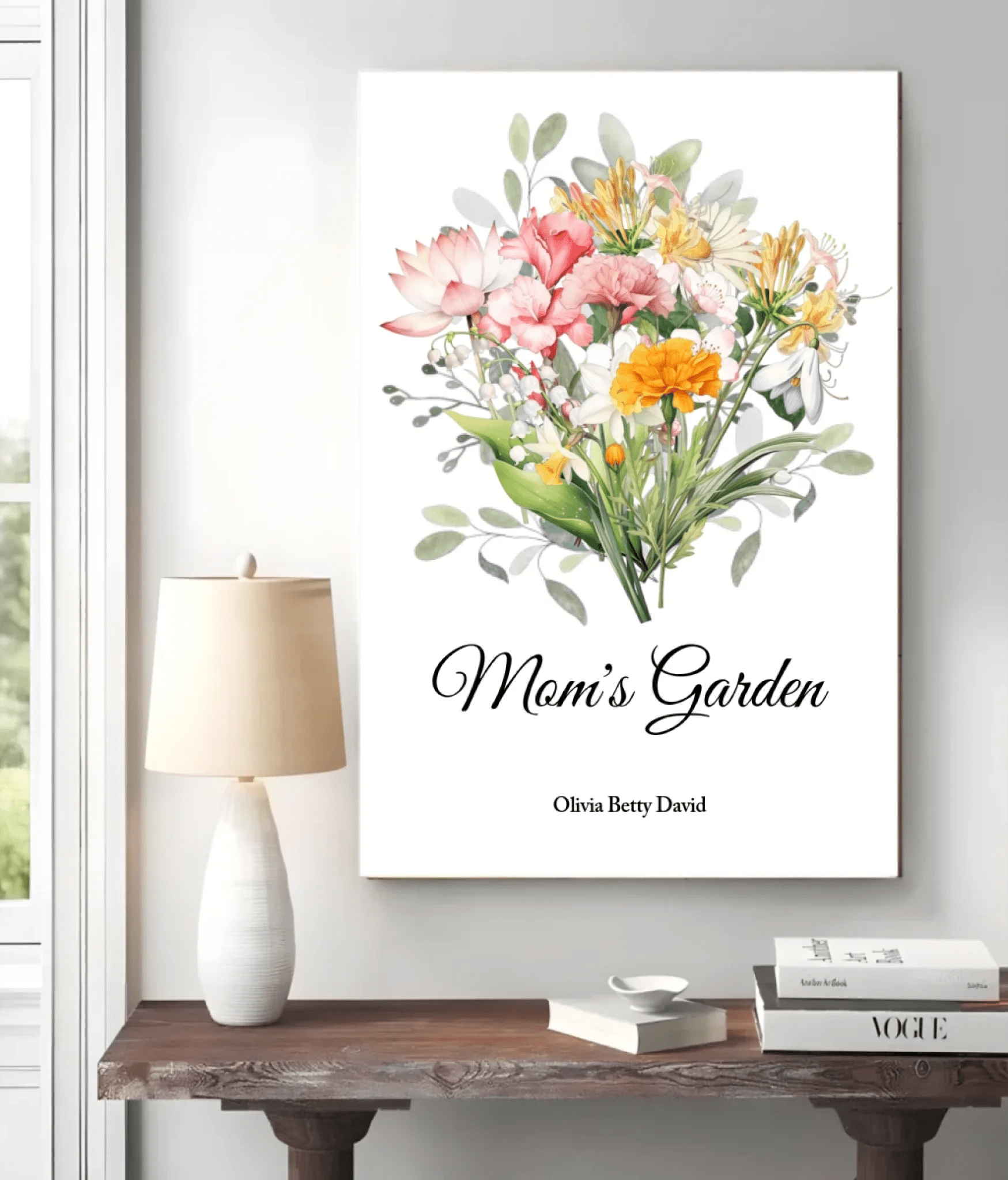 Family Birth Flower Bouquet Flowers Gift – Personalized Birth Month Flower Poster for Mom & Grandma, Thoughtful Mother’s Day, Birthday or Christmas Gift 1073396 - DiyGiftly