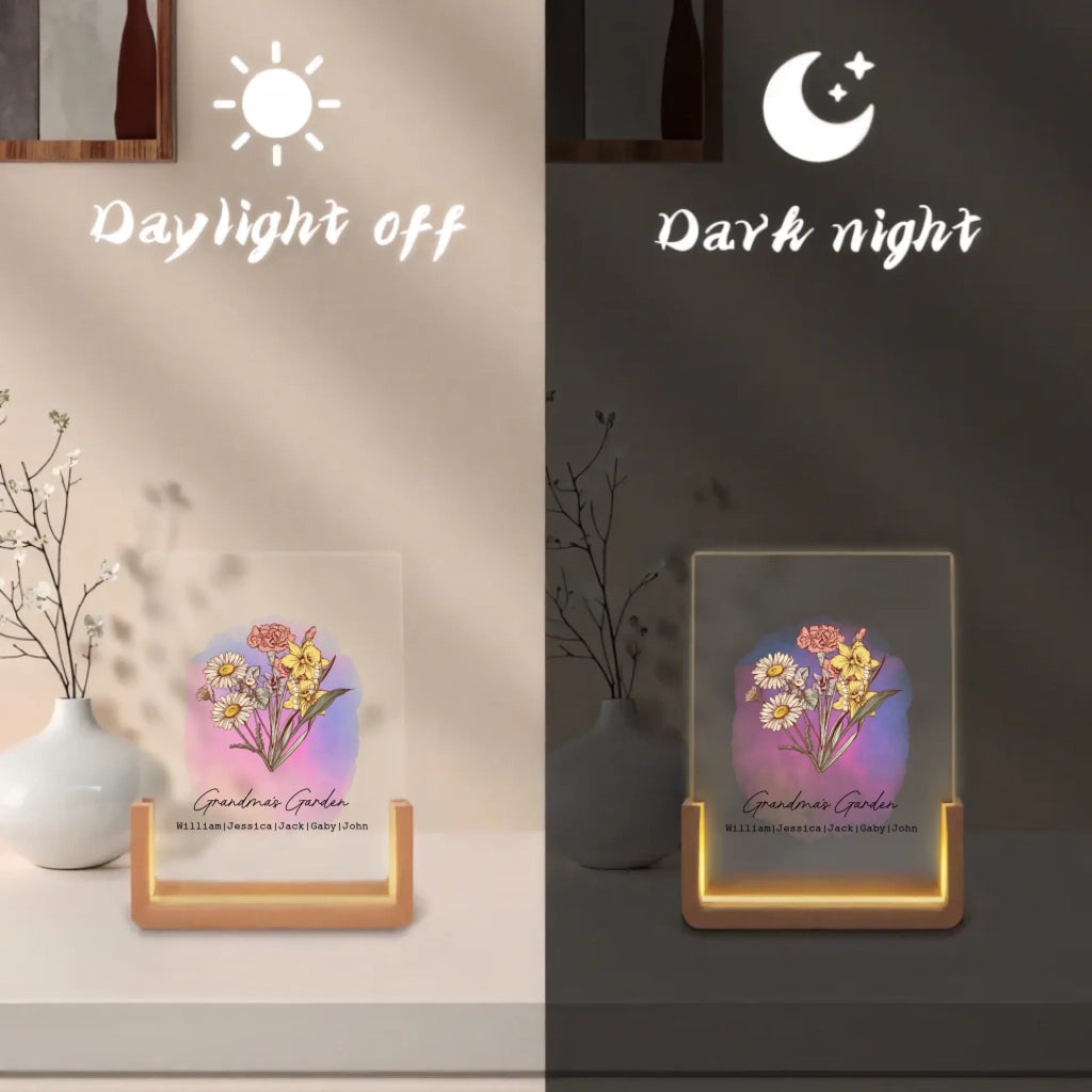 Family Blossoms - Custom Birth Flower & Names Artwork for Your Home LED Night Light 727851 - Z - DiyGiftly