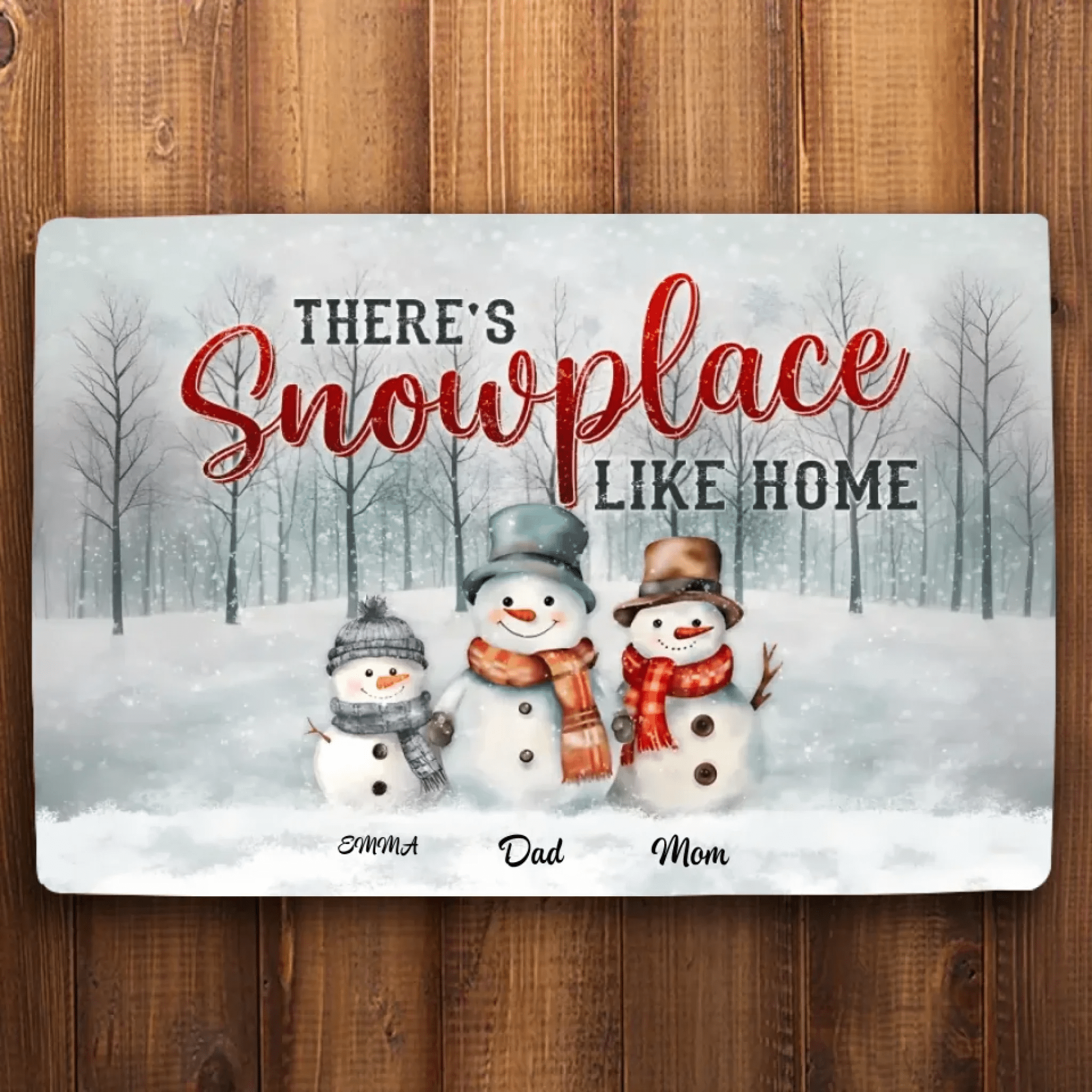Family Christmas Gifts Snowmen Christmas Art Personalized Mat Print 713417 - D - DiyGiftly