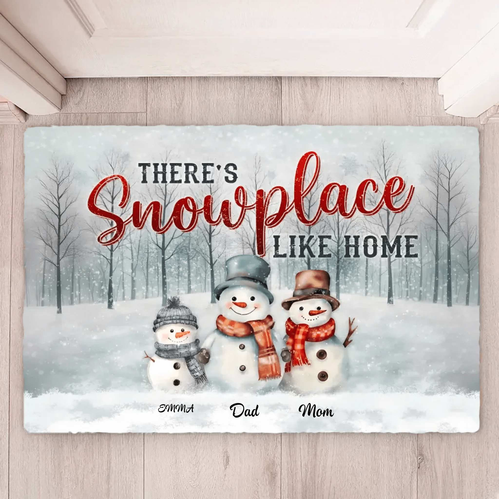 Family Christmas Gifts Snowmen Christmas Art Personalized Mat Print 713417 - D - DiyGiftly