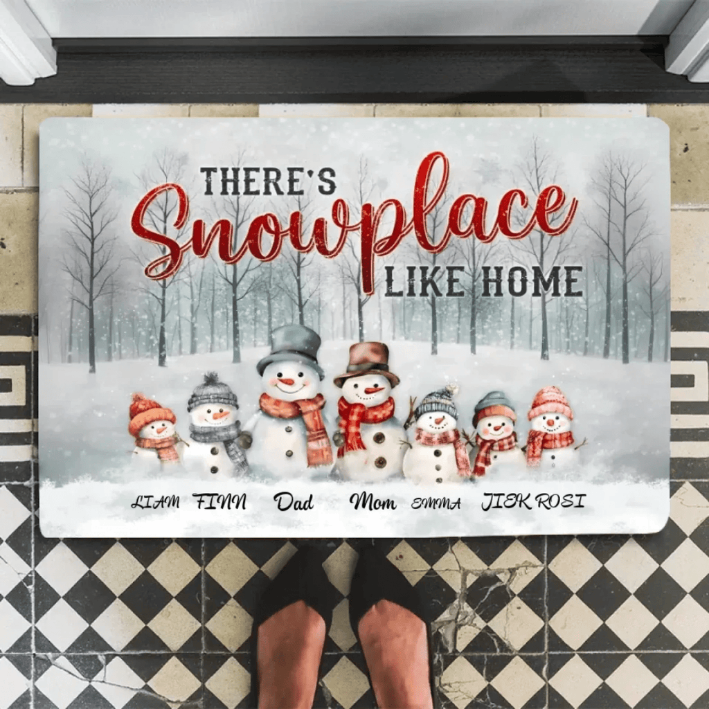 Family Christmas Gifts Snowmen Christmas Art Personalized Mat Print 713417 - D - DiyGiftly