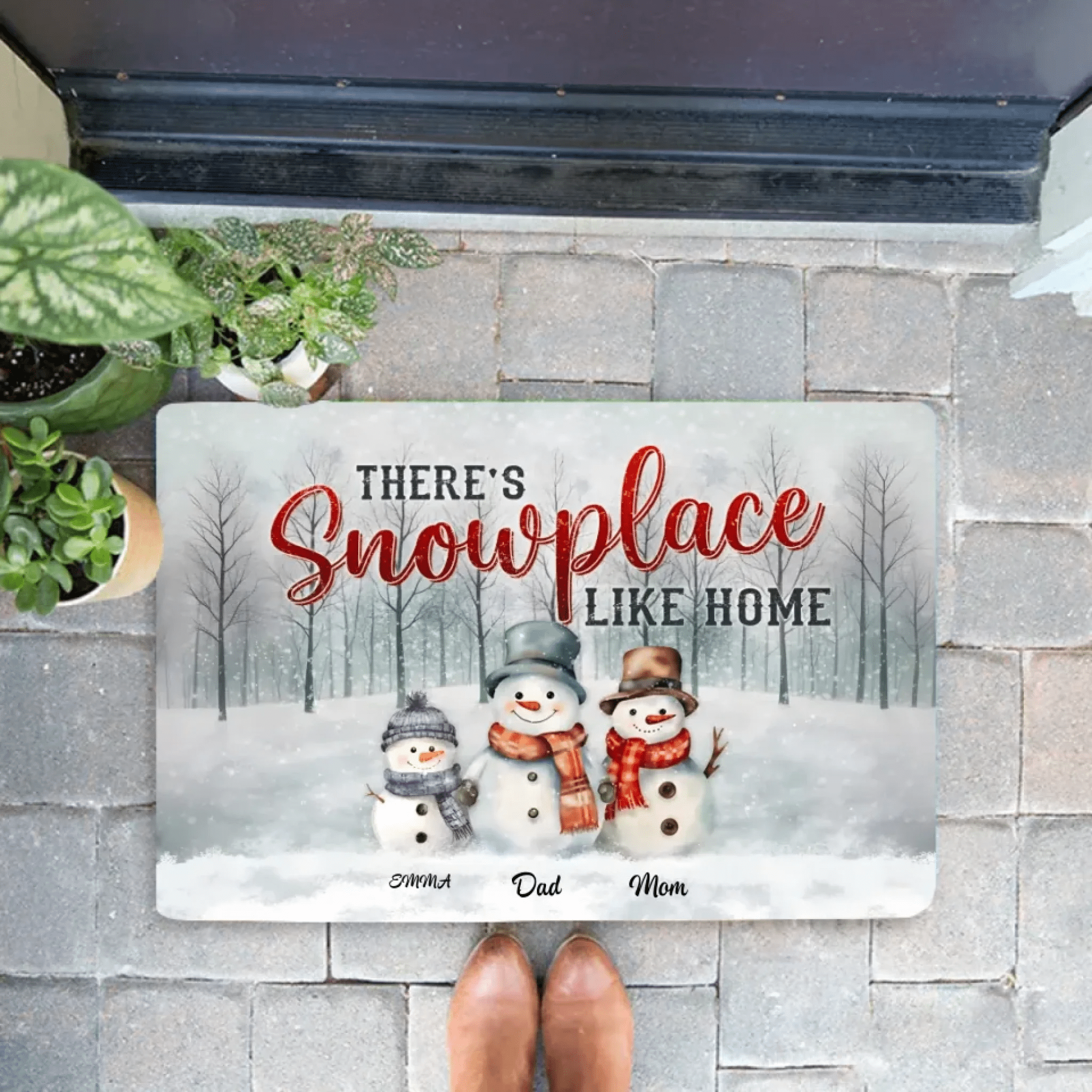 Family Christmas Gifts Snowmen Christmas Art Personalized Mat Print 713417 - D - DiyGiftly