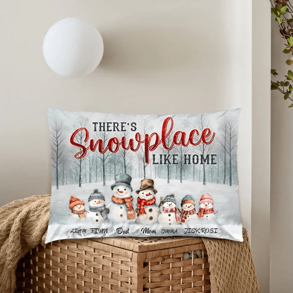 Family Christmas Gifts Snowmen Christmas Art Personalized Pillow Print 714592 - B - DiyGiftly
