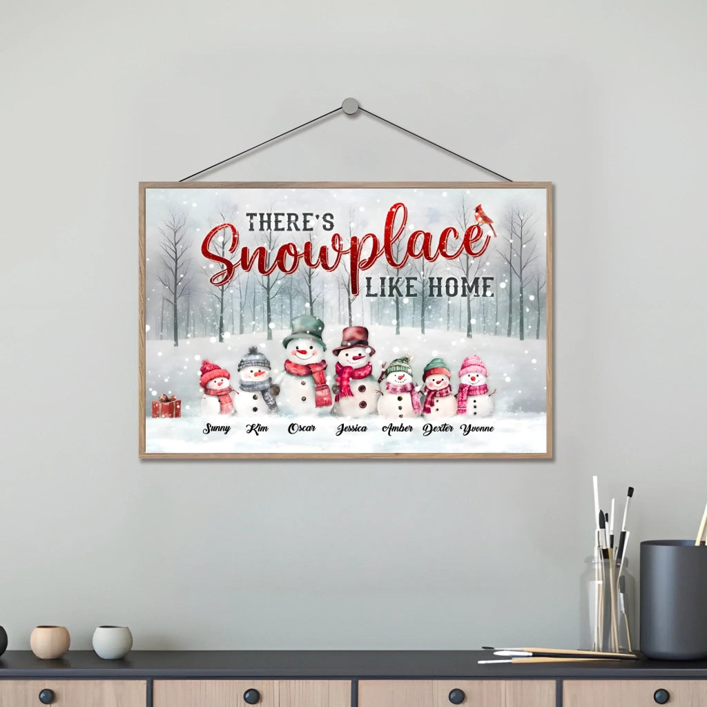 Family Christmas Gifts Snowmen Christmas Art Personalized Wooden Plaque 731675 - DiyGiftly