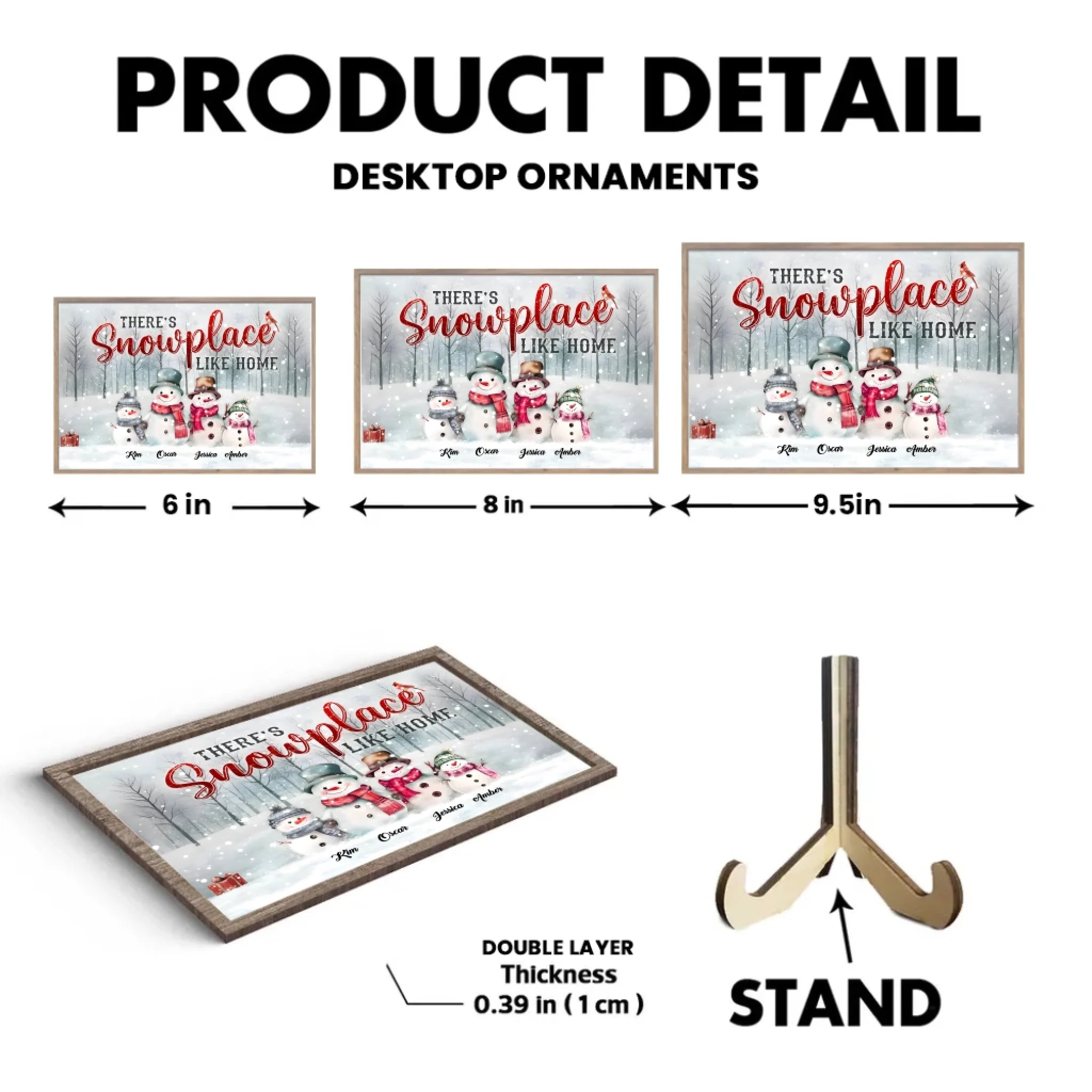 Family Christmas Gifts Snowmen Christmas Art Personalized Wooden Plaque 731675 - DiyGiftly