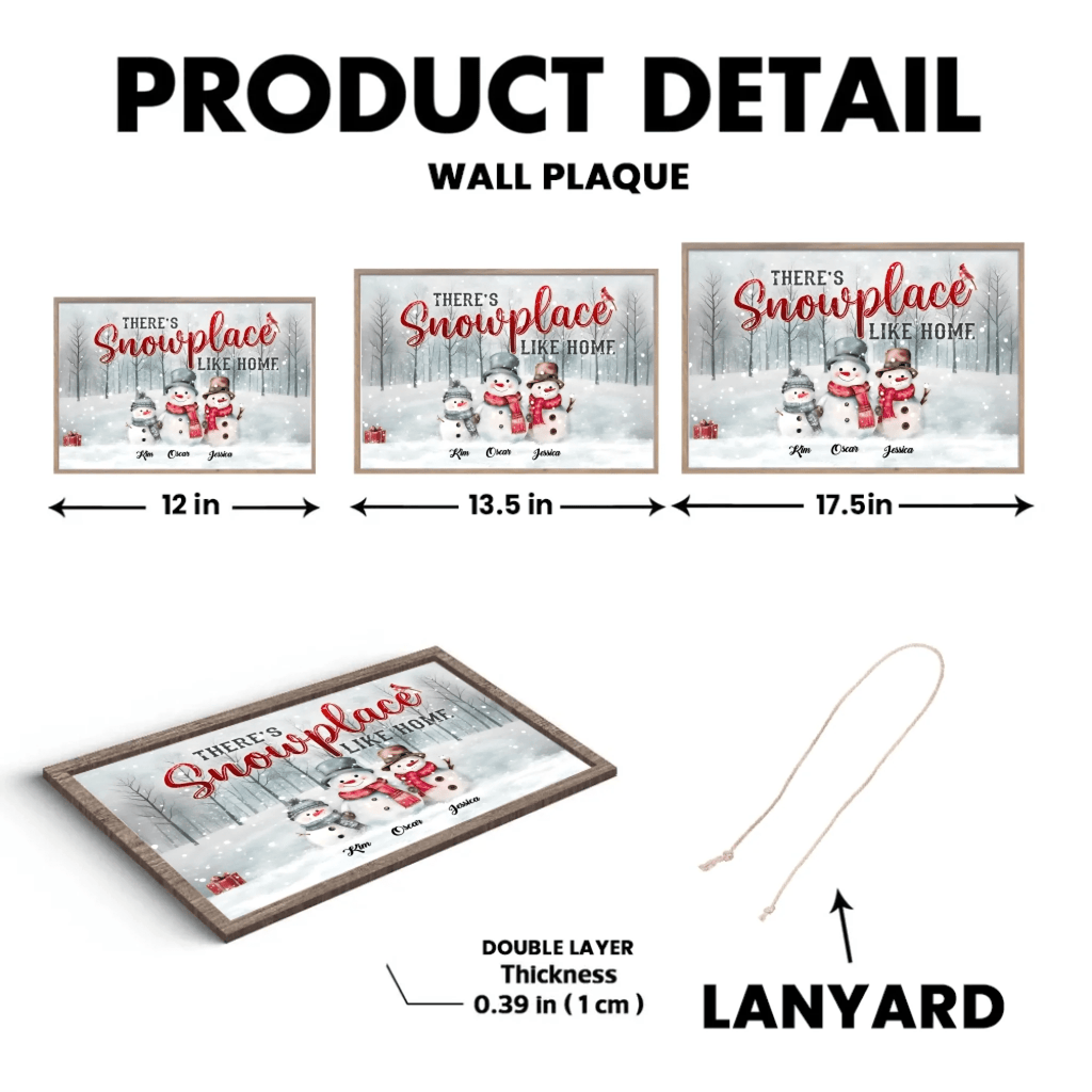 Family Christmas Gifts Snowmen Christmas Art Personalized Wooden Plaque 731675 - DiyGiftly